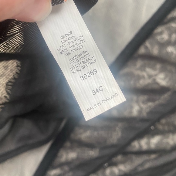 Vintage black & cream lace Jezebel bustier hook & eye corset lingerie top 34C 🖤 - Picture 14 of 15